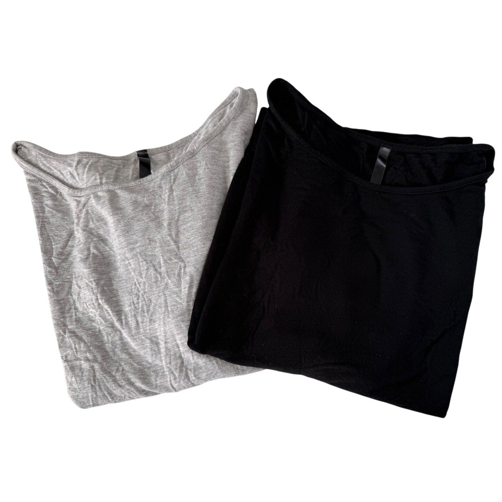 Lot of‎ 2 Womens Maternity Dolman Short Sleeve Banded Hem Tops Black Gray Size M